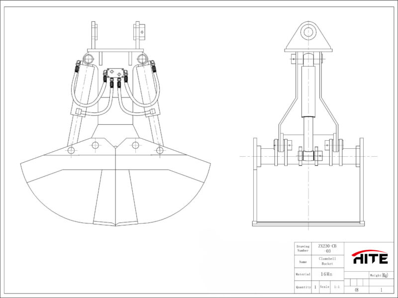 Clamshell Bucket General Arrangement Drawing