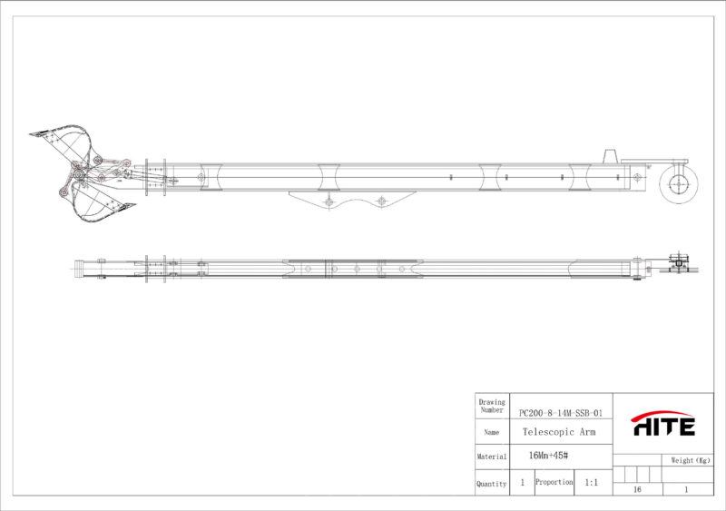 Excavator Telescopic Arm General Arrangement Drawing