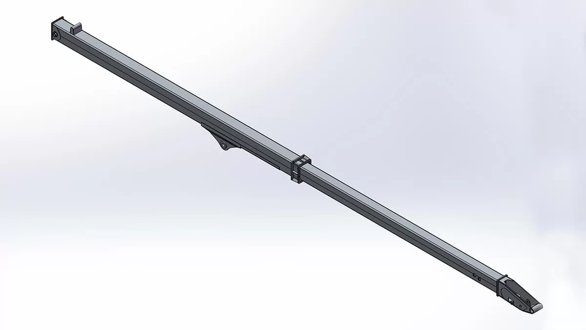 3D modeling diagram of excavator telescopic boom